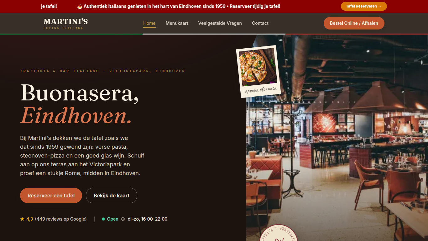 Website voorbeeld voor Martini's