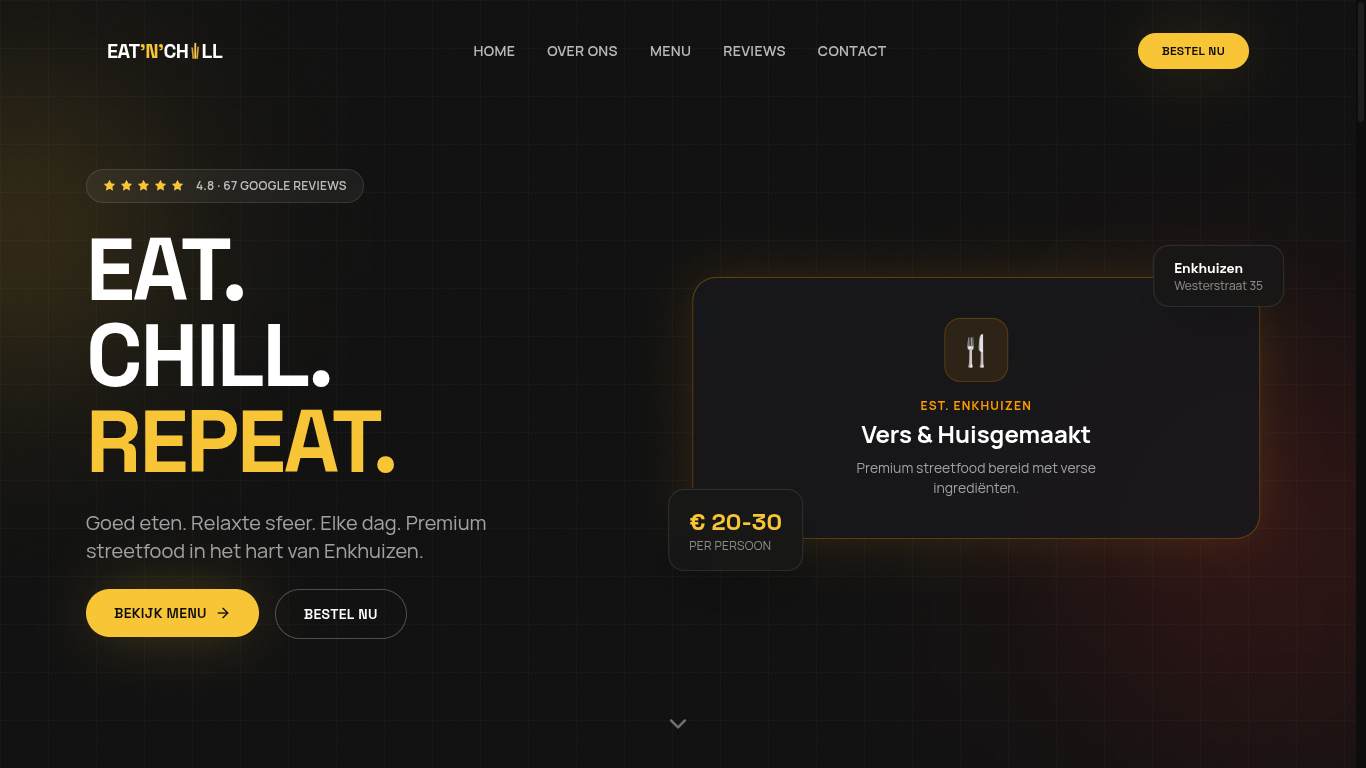 Website voorbeeld voor Eat & Chill